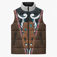 New Zealand Whakairo Sleeveless Puffer Jacket Tiki Maori Carving Taniko Motifs LT14 Unisex Multicolor - Polynesian Pride