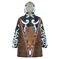 New Zealand Whakairo Wearable Blanket Hoodie Tiki Maori Carving Taniko Motifs LT14 One Size Multicolor - Polynesian Pride
