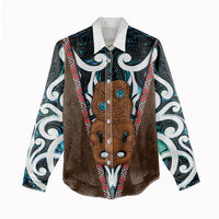 New Zealand Whakairo Women Casual Shirt Tiki Maori Carving Taniko Motifs LT14 - Polynesian Pride