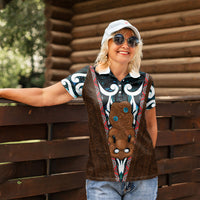 New Zealand Whakairo Women Polo Shirt Tiki Maori Carving Taniko Motifs LT14 - Polynesian Pride
