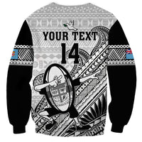 Custom Fiji Tapa Rugby Sweatshirt Flying Fijian 2023 World Cup With Dabbing Ball LT14 - Polynesian Pride