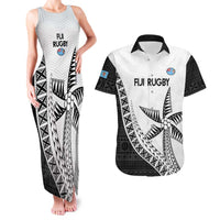 Custom Fiji Rugby Couples Matching Tank Maxi Dress and Hawaiian Shirt Go Champions Fijian Tapa Cloth LT14 White - Polynesian Pride