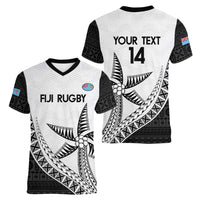 Custom Fiji Rugby Women V-Neck T-Shirt Go Champions Fijian Tapa Cloth LT14 - Polynesian Pride