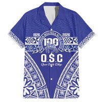 Personalised Queen Salote College Family Matching Off The Shoulder Long Sleeve Dress and Hawaiian Shirt Kolisi Fefine 100th Anniversary Kupesi Blue LT14 Dad's Shirt - Short Sleeve Blue - Polynesian Pride