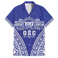 Personalised Queen Salote College Family Matching Off Shoulder Short Dress and Hawaiian Shirt Kolisi Fefine 100th Anniversary Kupesi Blue LT14 Dad's Shirt - Short Sleeve Blue - Polynesian Pride