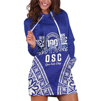 Personalised Queen Salote College Hoodie Dress Kolisi Fefine 100th Anniversary Kupesi Blue LT14 Blue - Polynesian Pride