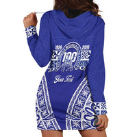 Personalised Queen Salote College Hoodie Dress Kolisi Fefine 100th Anniversary Kupesi Blue LT14 - Polynesian Pride