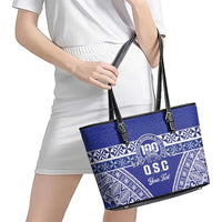 Personalised Queen Salote College Leather Tote Bag Kolisi Fefine 100th Anniversary Kupesi Blue - Polynesian Pride