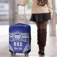 Personalised Queen Salote College Luggage Cover Kolisi Fefine 100th Anniversary Kupesi Blue - Polynesian Pride