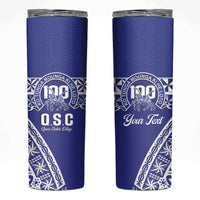 Personalised Queen Salote College Skinny Tumbler Kolisi Fefine 100th Anniversary Kupesi Blue LT14 Blue - Polynesian Pride