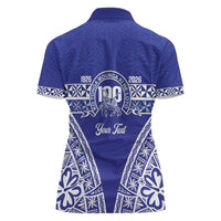Personalised Queen Salote College Women Polo Shirt Kolisi Fefine 100th Anniversary Kupesi Blue LT14 - Polynesian Pride