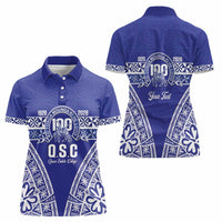Personalised Queen Salote College Women Polo Shirt Kolisi Fefine 100th Anniversary Kupesi Blue LT14 - Polynesian Pride