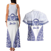 Personalised Queen Salote College Couples Matching Tank Maxi Dress and Hawaiian Shirt Kolisi Fefine 100th Anniversary Kupesi White LT14 - Polynesian Pride