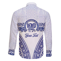 Personalised Queen Salote College Family Matching Off The Shoulder Long Sleeve Dress and Hawaiian Shirt Kolisi Fefine 100th Anniversary Kupesi White LT14 - Polynesian Pride