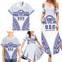 Personalised Queen Salote College Family Matching Summer Maxi Dress and Hawaiian Shirt Kolisi Fefine 100th Anniversary Kupesi White LT14 - Polynesian Pride