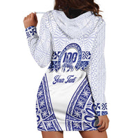 Personalised Queen Salote College Hoodie Dress Kolisi Fefine 100th Anniversary Kupesi White LT14 - Polynesian Pride