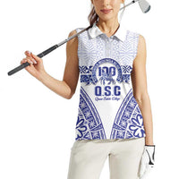 Personalised Queen Salote College Women Sleeveless Polo Shirt Kolisi Fefine 100th Anniversary Kupesi White LT14 - Polynesian Pride