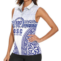 Personalised Queen Salote College Women Sleeveless Polo Shirt Kolisi Fefine 100th Anniversary Kupesi White LT14 - Polynesian Pride