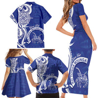 Personalised Queen Salote College Family Matching Short Sleeve Bodycon Dress and Hawaiian Shirt QSC Est 1926 Ngatu Pattern LT14 - Polynesian Pride