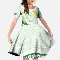 Personalised Samoa Ua Potopoto Family Matching Short Sleeve Bodycon Dress and Hawaiian Shirt SUP Est 2025 Samoan Pattern LT14 Daughter's Dress White - Polynesian Pride