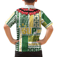 Samoa Uniting Party Family Matching Off The Shoulder Long Sleeve Dress and Hawaiian Shirt SUP Est 2025 Siapo Pattern - Polynesian Pride