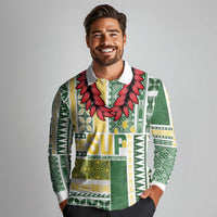 Samoa Uniting Party Long Sleeve Polo Shirt SUP Est 2025 Siapo Pattern - Polynesian Pride