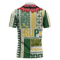 Samoa Uniting Party Zipper Polo Shirt SUP Est 2025 Siapo Pattern - Polynesian Pride