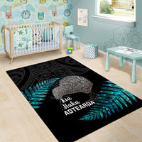 New Zealand Silver Fern Rugby Area Rug Pacific 2023 Kia Haka Kiwis With Maori Ta Moko LT14 - Polynesian Pride
