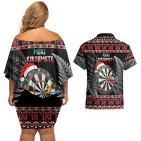All I Want For Christmas Is Darts New Zealand Couples Matching Off Shoulder Short Dress and Hawaiian Shirt LT14 - Polynesian Pride