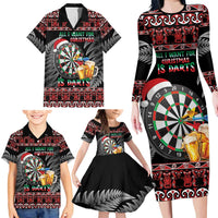 All I Want For Christmas Is Darts New Zealand Family Matching Long Sleeve Bodycon Dress and Hawaiian Shirt LT14 - Polynesian Pride