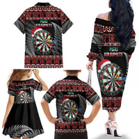 All I Want For Christmas Is Darts New Zealand Family Matching Off The Shoulder Long Sleeve Dress and Hawaiian Shirt LT14 - Polynesian Pride