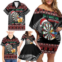 All I Want For Christmas Is Darts New Zealand Family Matching Off Shoulder Short Dress and Hawaiian Shirt LT14 - Polynesian Pride