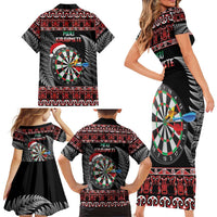 All I Want For Christmas Is Darts New Zealand Family Matching Short Sleeve Bodycon Dress and Hawaiian Shirt LT14 - Polynesian Pride
