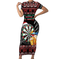 All I Want For Christmas Is Darts New Zealand Family Matching Short Sleeve Bodycon Dress and Hawaiian Shirt LT14 Mom's Dress Black - Polynesian Pride