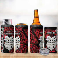 Personalised New Zealand Christmas 4 in 1 Can Cooler Tumbler Meri Kirihimete Maori Wheku - Taniko Art LT14 - Polynesian Pride