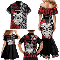Personalised New Zealand Christmas Family Matching Mermaid Dress and Hawaiian Shirt Meri Kirihimete Maori Wheku - Taniko Art LT14 - Polynesian Pride