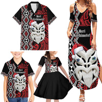 Personalised New Zealand Christmas Family Matching Summer Maxi Dress and Hawaiian Shirt Meri Kirihimete Maori Wheku - Taniko Art LT14 - Polynesian Pride