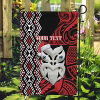 Personalised New Zealand Christmas Garden Flag Meri Kirihimete Maori Wheku - Taniko Art LT14 Garden Flag Black - Polynesian Pride