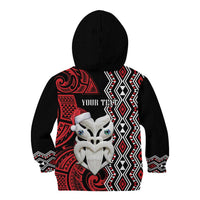 Personalised New Zealand Christmas Kid Hoodie Meri Kirihimete Maori Wheku - Taniko Art LT14 - Polynesian Pride