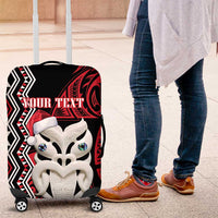 Personalised New Zealand Christmas Luggage Cover Meri Kirihimete Maori Wheku - Taniko Art LT14 Black - Polynesian Pride