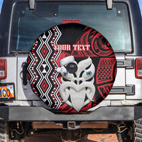 Personalised New Zealand Christmas Spare Tire Cover Meri Kirihimete Maori Wheku - Taniko Art LT14 Black - Polynesian Pride