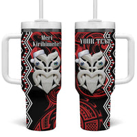 Personalised New Zealand Christmas Tumbler With Handle Meri Kirihimete Maori Wheku - Taniko Art LT14 One Size: 40 oz Black - Polynesian Pride