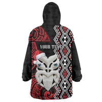 Personalised New Zealand Christmas Wearable Blanket Hoodie Meri Kirihimete Maori Wheku - Taniko Art LT14 - Polynesian Pride