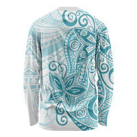 Polynesia Dolphins Long Sleeve Shirt Valentine Day Floral Polynesian - Vintage Dark Cyan LT14 - Polynesian Pride