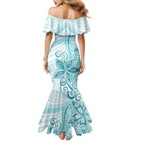 Polynesia Dolphins Mermaid Dress Valentine Day Floral Polynesian - Vintage Dark Cyan LT14 - Polynesian Pride