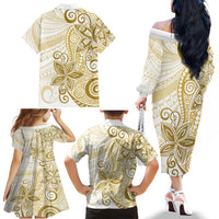 Polynesia Dolphins Family Matching Off Shoulder Long Sleeve Dress and Hawaiian Shirt Valentine Day Floral Polynesian - Vintage Brown LT14 - Polynesian Pride