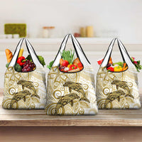 Polynesia Dolphins Grocery Bag Valentine Day Floral Polynesian - Vintage Brown