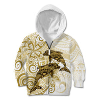 Polynesia Dolphins Kid Hoodie Valentine Day Floral Polynesian - Vintage Brown LT14 Zip Hoodie Brown - Polynesian Pride