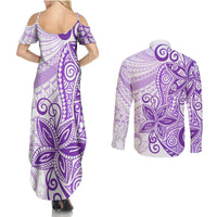 Polynesia Dolphins Couples Matching Summer Maxi Dress and Long Sleeve Button Shirt Valentine Day Floral Polynesian - Vintage Purple LT14 - Polynesian Pride