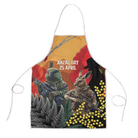 New Zealand and Australia ANZAC Day Apron Sliver Fern Kakapo With Golden Wattle Kangaroo LT14 Gold - Polynesian Pride